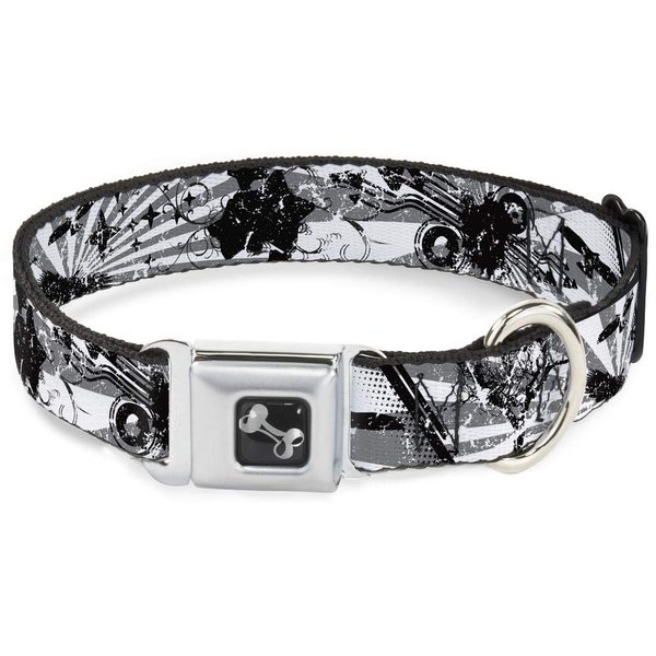 Dog Collar Seatbelt Buckle Rising Sun White Gray 9 to 15 Inches 1.0 Inch Wide