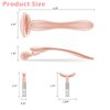 ROMALOVE Jade Facial Roller, Jade Face Roller Massager with 3 Interchangeable Heads for Women Routine Skin Care, Reduce Puffiness Wrinkling Rejuvenate Skin (Pink Roller + Rose Gold)