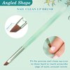 Green Nail Art Clean Up Brushes for Cleaning Polish Mistakes on the Cuticles, Acetone Resistant Nail Brush, Fingernail Cleaning Brushes for Nail Art and Designs (Round&flat&Bevel)