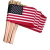TUTARE 50 American Flags on Stick - Handheld Spearhead US Flag for 4th of July, Memorial Day Event Decorations - Patriotic Decor for Indoors & Yard - Wooden Stick, Cotton Fabric - (4"X6" - 144 Pack)
