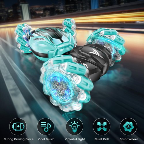 Gesture Sensing Stunt RC Car - Remote Control Gesture Sensor Toy Cars for 7 8 9 10 11 12 Year Boys 2.4GHz 4WD - Double Sided Rotating Off Road Vehicle Kids Birthday