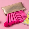 Makeup Brush Set, 15 Piece Quality Makeup Brushes, Premium Synthetic Make Up Brushes for Foundation Powder Blush Highlighter Concealer Makeup Brush Kit for Travel, Hot Pink