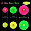 6Pcs UV Neon Hanging Paper Fans Flowers Glow Paper Fans Party Supplies and Decorations Glow in The Dark Blacklight Reactive Fluorescent Black Light Party Kit Neon Party for Birthday Wedding