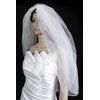 Bridal Veil White 2 Tier Fingertip Length Pencil Edge With Scattered Rhinestones