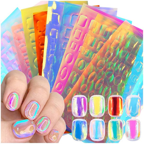 Dornail 11 Sheets Aurora Nail Foil Broken Glass Paper Nail Film Holographic Nail Stickers Laser Nail Decals DIY Nail Art Decoration for Women Girls