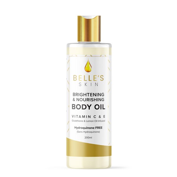 Belle's Skin - Brightening & Nourishing Body Oil | Vitamin A, C & E | Moisturize, Brighten and Even Skin Tone