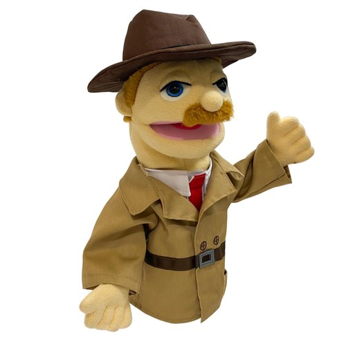 okegztoa 16" Puppets Entriloquist Puppet,Hand Puppets for Kids Plush Detective Puppets for Adults with Removable Mouth Puppet for Kids Ages 4-8，Hand Puppet for Adults with Scalable Puppet Control Rod