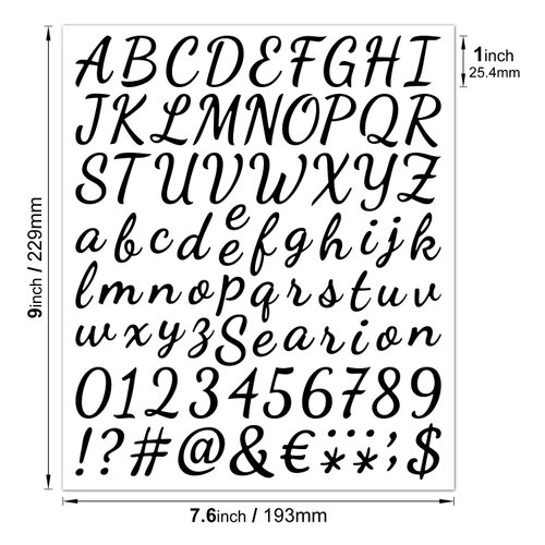 760pcs 10 Sheets Self Adhesive Vinyl Letters Numbers Kit, (black) Cursive Mailbox Numbers Sticker for Mailbox, Signs, Window, Door, Cars, Trucks, Home, Business, Address Number (1inch, 10 Black Set)