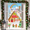 Gingerbread House Door Cover Christmas Front Door Banner Backdrop Xmas Gingerbread Man Theme Hanging Door Decorations for Winter Holiday Shower Birthday Party Supplies, 71 x 35 Inches