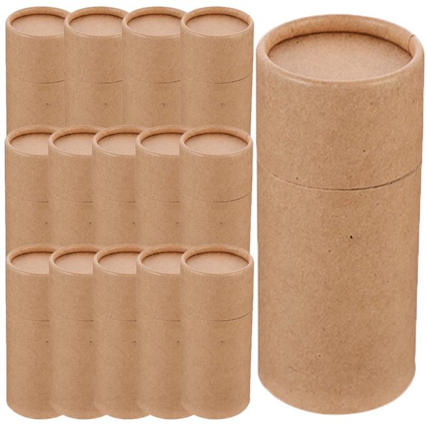 GLEAVI Empty Kraft Paper Jar Tube 15Pcs Round Paperboard 30ml Essential Oil Bottle Packaging Box Cardboard Deodorant Containers Brown Lipstick Boxes