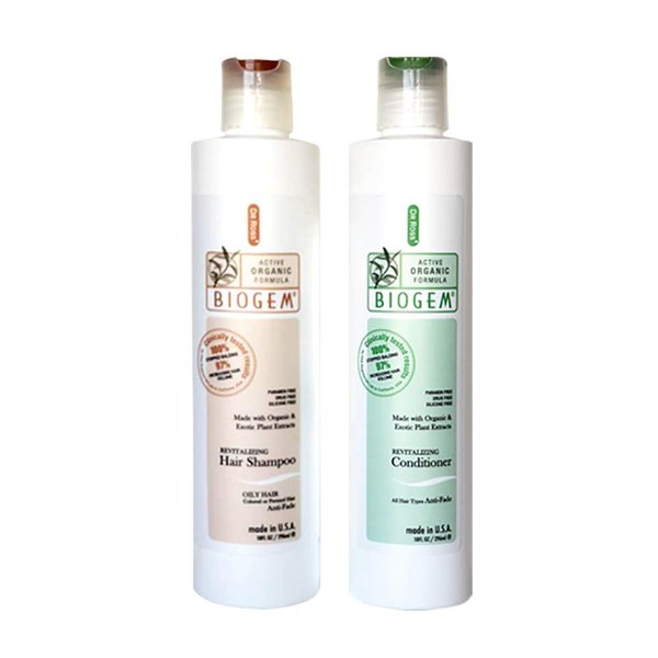 Dr ROSS' BIOGEM Anti Hair Loss Hair Care Set: Shampoo & Conditioner For Oily Hair - 2 x 355ml / SAFE & EFFECTIVE ! 100% Stopped Balding & 97% Noticed Increasing Hair Volume in Clinical Trials(12 weeks, 29 subjects) by an FDA-registered Lab in USA. No Mino