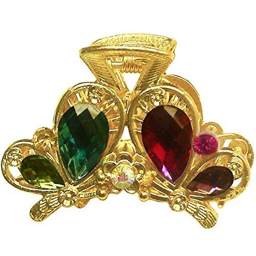 Small Metal Jaw Clip in Holiday Bling Bling Colors on Gold Color Plating U86420-1549multi