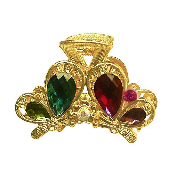 Small Metal Jaw Clip in Holiday Bling Bling Colors on Gold Color Plating U86420-1549multi