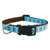 Small Blue/Brown Puppy Paws Dog Collar: 5/8" wide, Adjusts 10-14" - Made in USA.