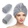 WYZZBP Microfiber Hair Towel Wrap for Women, 2 Pack 10 inch X 26 inch Hair Turban for Wet Hair, Drying Hair Wrap Towels for Curly Hair Women Anti Frizz Grey