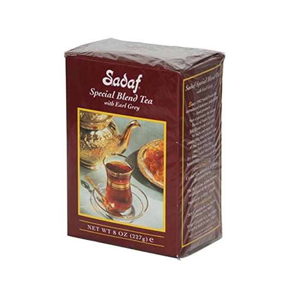 Sadaf Earl Grey Tea - Loose Leaf Earl Grey Ceylon Black Tea from Sri Lanka - 8 Oz Box