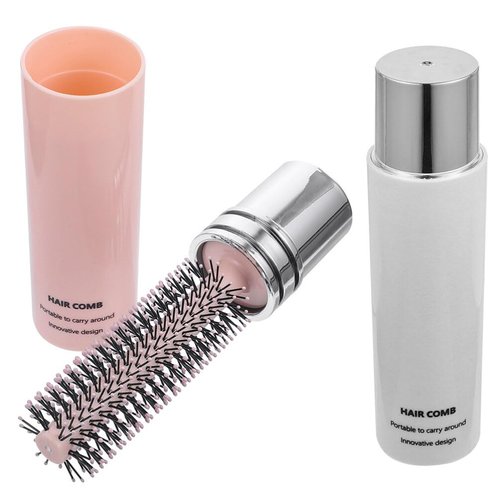 2pcs Round Hair Brush Compact Quiff Comb Retractable Curling Hairbrush Blow Drying Travel Styling Brush for Women