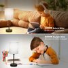 Grey Nightstand Lamps 3 Color Temperatures - 2700K 3500K 5000K Bedside Lamps with USB C and A Ports, Pull Chain Table Lamps with AC Outlet, Small Lamps with Black Metal Base for Sleeping Reading