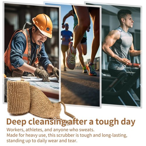 Extra Rough Exfoliating Back Scrubber,Natural Body Exfoliator for Workers Athletes and Men.Hygienic Loofah for Long Durable Daily Deep Cleansing