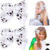 2 Pieces 4" Soccer Hair Bows Hair Clips, Sports Hair Bow, Soccer Grosgrain Ribbon Bow Hair Accessories for Girl Player School Team Football Birthday Party (White)