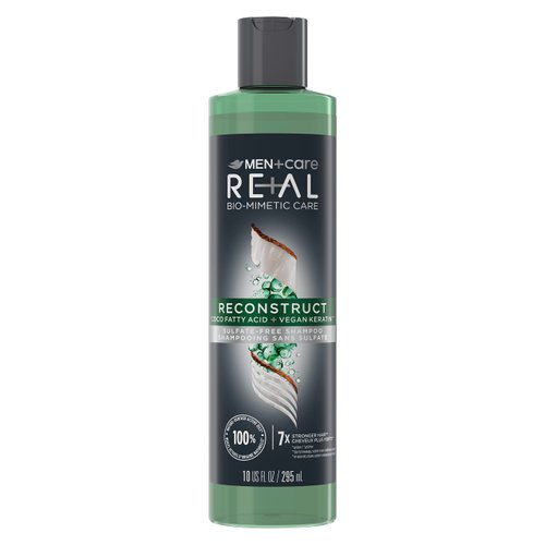 Dove Men+Care Real Bio-Mimetic Care Shampoo For Damaged Hair Reconstruct Sulfate-Free Shampoo With Coco Fatty Acid + Vegan Keratin 10oz