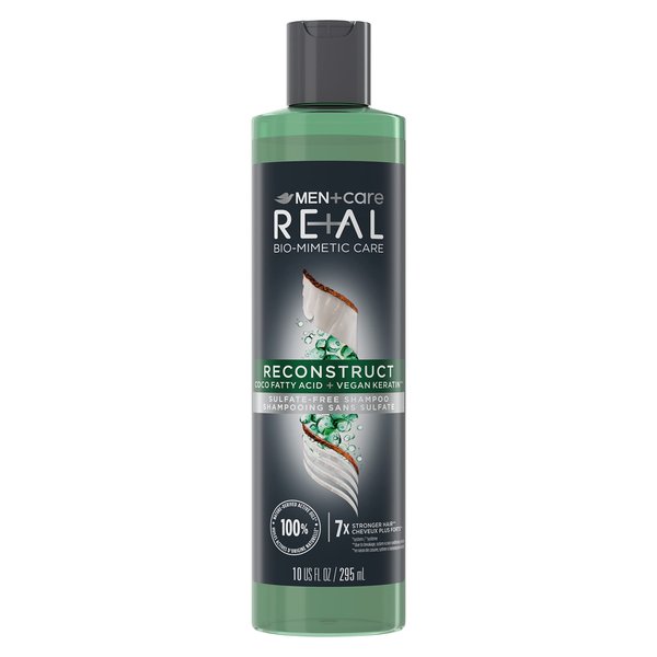 Dove Men+Care Real Bio-Mimetic Care Shampoo For Damaged Hair Reconstruct Sulfate-Free Shampoo With Coco Fatty Acid + Vegan Keratin 10oz