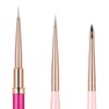 Eptbsdu Nail Art Brushes Set, 3PC Mini Nail Art Design Tiny Detailer Brushes, Nail Art Liner Long Striping Brush and 3d Brush For Flower Gel Polish Manicure Salon DIY at Home