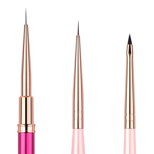 Eptbsdu Nail Art Brushes Set, 3PC Mini Nail Art Design Tiny Detailer Brushes, Nail Art Liner Long Striping Brush and 3d Brush For Flower Gel Polish Manicure Salon DIY at Home