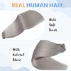 Double Weft Human Hair Extensions Silky Straight Silver Sew in Hair Bundles 18 Inch 100Gram Hand Tied Bundles Grey Real Human Hair Hand Tied Weft Hair Extensions Silver Remy Hair Bundles for Women