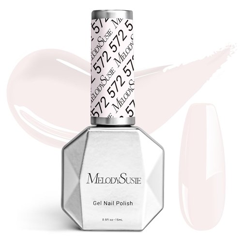MelodySusie White Gel Nail Polish,15ML Milky Pink White Color Nails Soak Off UV LED White Gel Polish Gift for Women Nail Art Manicure Salon DIY Nail Design Decoration at Home-572