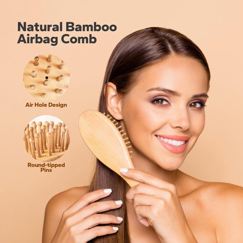 StyleShark Bamboo Hair Brush, Bamboo Brush for Hair Growth, Paddle Brush for Scalp Massager Hair Growth, Hair Brush for Men, Women, and Kids, Bamboo Brush for Curly, Thin, Long, Short, Wet, Dry Hair
