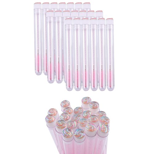 Disposable Mascara Brushes Diamond Eyelash Spoolies Makeup Brush Mascara Wand in Sanitary Tube Lash Supplies. ¡­ (50 Pcs, Glossy Pink)