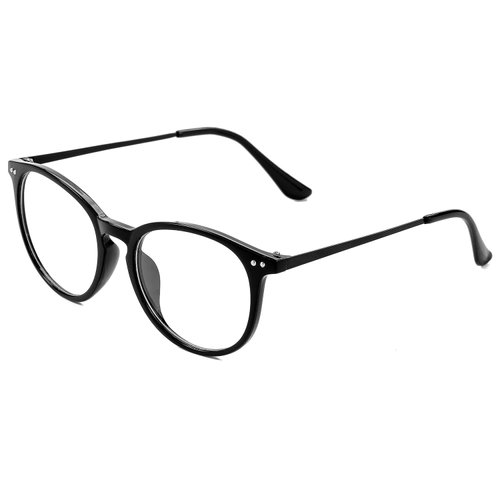 Kursan Non Prescription Clear Lens Fake Glasses for Women Men Retro Round Metal Frame Eyeglasses (Bright Black)