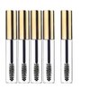 KEAIYYJ Empty Mascara Tubes and Wand Castor Oil Dispensers Eyebrow Eyelash Applicator Brush Spoolies with Tube Travel Refillable Cosmetic Containers Bottles, Gold 10 ml 5 Pack