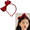 RFTWXHPN Velvet Red Bow Headband for Girls Bowknot Headbands Bow Head Bands Christmas Party Costumes Cosplay Headbands for Women Girls Red Bows Hair Band Hairbands Bowknot Headpiece