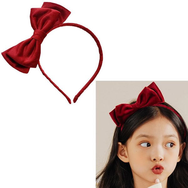 RFTWXHPN Velvet Red Bow Headband for Girls Bowknot Headbands Bow Head Bands Christmas Party Costumes Cosplay Headbands for Women Girls Red Bows Hair Band Hairbands Bowknot Headpiece
