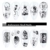 Black Skull Design Nail Foils Halloween Nail Transfer Foil Gothic Skull Nail Art Stickers Decals with Horror Pirate Skeleton Vampire Bone Butterfly Slider Wrap Design Nail Art Decoration Supplies