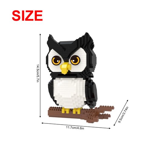Larcele Animal Series Micro Building Blocks Animal Set, DIY Mini 3D Building Toy Bricks Kit,1216 Pieces KLJM-07 (Owl)