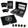 Marine Corps Playing Cards and Dice Set – Black Leather Keepsake Box, Playing Cards with USMC Rank Insignia, EGA Dice