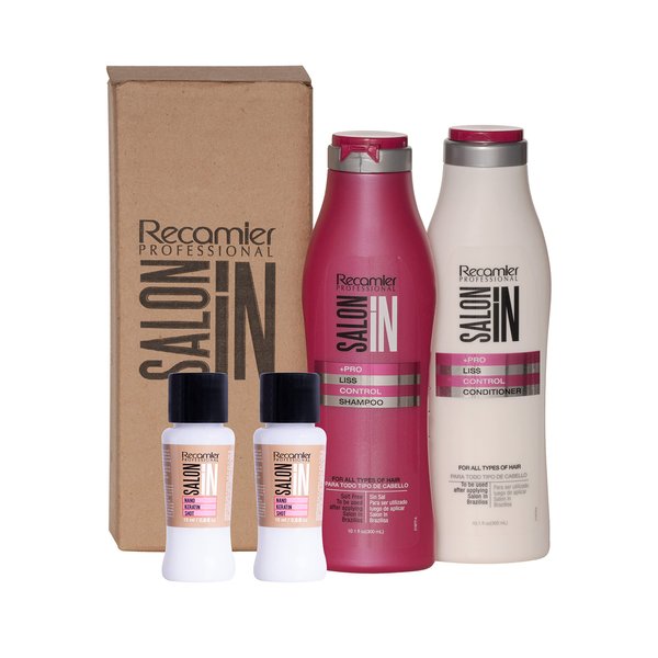 RECAMIER Anti Frizz Shampoo Conditioner Set Hair 10.1 OZ + 2 Nano keratin Shots