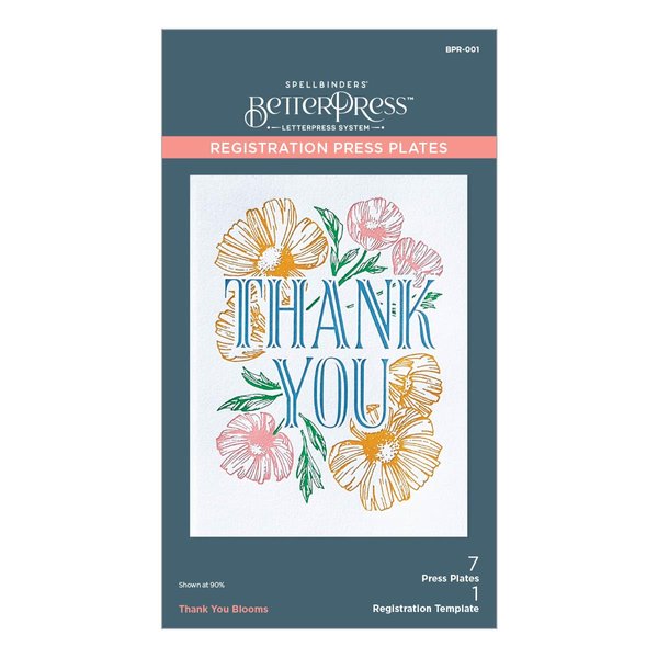 Spellbinders Thank You Blooms BetterPress Registration Press Plate, Metal