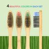 Lindo EcoGrip Charcoal Infused Bamboo Toothbrush - Soft German Made Fiber Bristles, Organic, Biodegradable and 100% Recyclable, Multi-Colored - Pack of 4