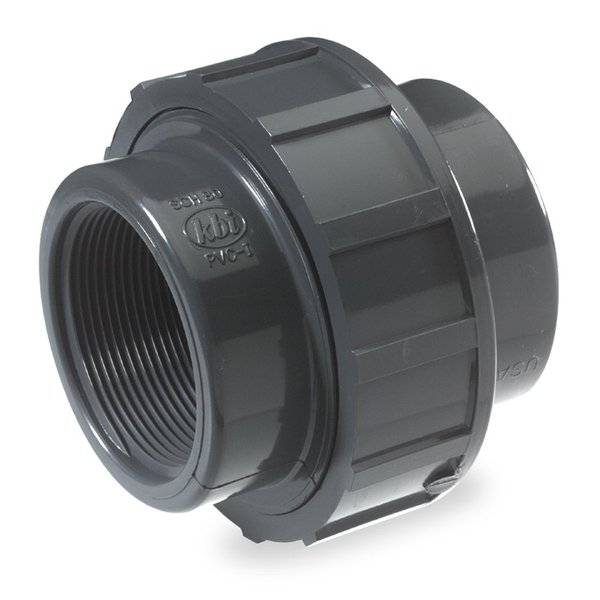 NDS U-1250-T PVC Pipe Fitting, 1-1/4-Inch Threaded Union, Schedule 80, EPDM O-ring, Gray