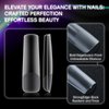INENK Flattened No C Curve, XXL Square Nail Tips, Full Matte Clear Half Cover Tapered Square Straight Flat Tips for Acrylic Nails Salons Home DIY Extensions(12 Sizes 240PCS)