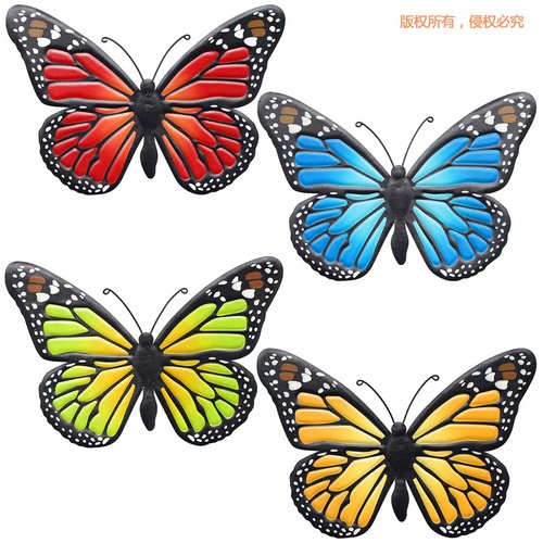 EOORAU Metal Butterfly Wall Outdoor Decor - 4 Pack 9.8in Metal Butterflies Wall Art Sculpture Hanging Decorations for Backyard Patio Fence Garden Home