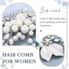 YBSHIN Bride Pearl Hair Comb Sliver Rhinestone Flower Hair Pieces Crystal Bridal Side Combs Leaf Wedding Hair Accessories for Women and Girls