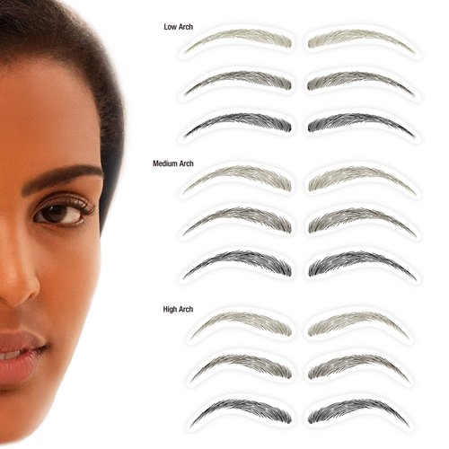 Godefroy MyBrows Long Lasting Eyebrow Transfers, Low Arch, Medium Brown, 48-Pairs of Brows (96 Individual transfers)