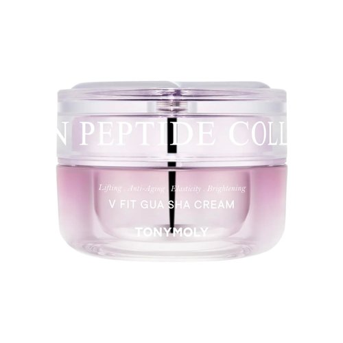TONYMOLY Collagen Peptide V Fit Gua Sha Cream - Anti-Aging Face Cream with Built-In Gua Sha Tool, Clinically Proven to Reduce Fine Lines, 50ml