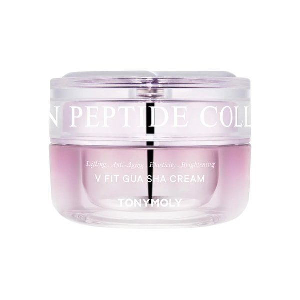 TONYMOLY Collagen Peptide V Fit Gua Sha Cream - Anti-Aging Face Cream with Built-In Gua Sha Tool, Clinically Proven to Reduce Fine Lines, 50ml