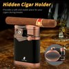 XIFEI Cigar Lighter 4 Jet Flame Torch Lighter with Cigar Holder, Windproof Rocker Arm Lighter Adjustable Flame, Refillable Butane Lighter Smoking Lighters Gift for Men